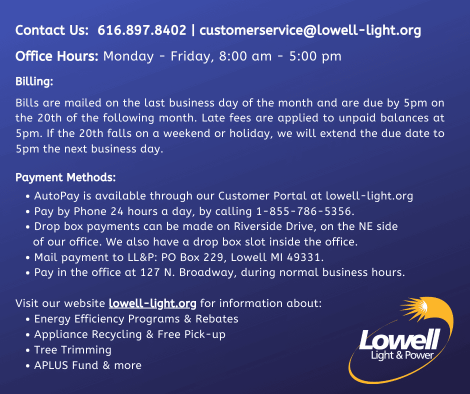 Office Closed for Presidents Day – Lowell Light & Power